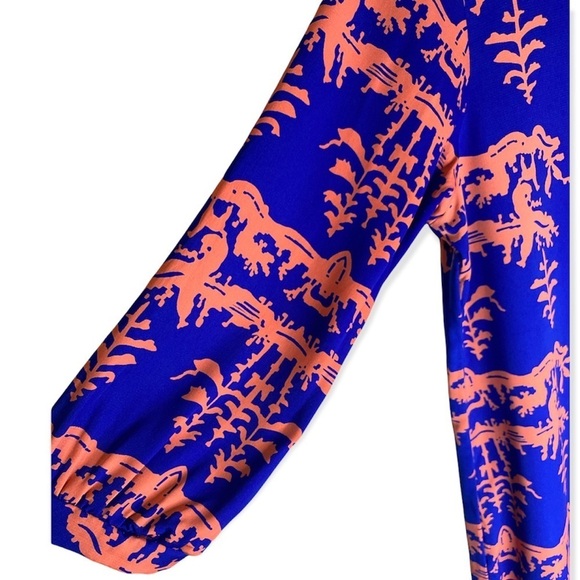 Francescas Bird Cage dress royal blue coral pink womens size Large - Picture 4 of 6